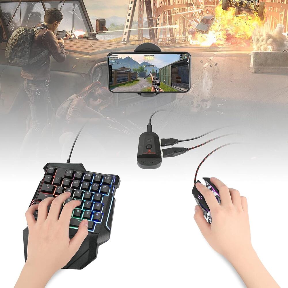 Half Hand Gaming Keyboard And Mouse Combo Laelr 35 Keys PUBG Wired Mechanical RG - Picture 3 of 17